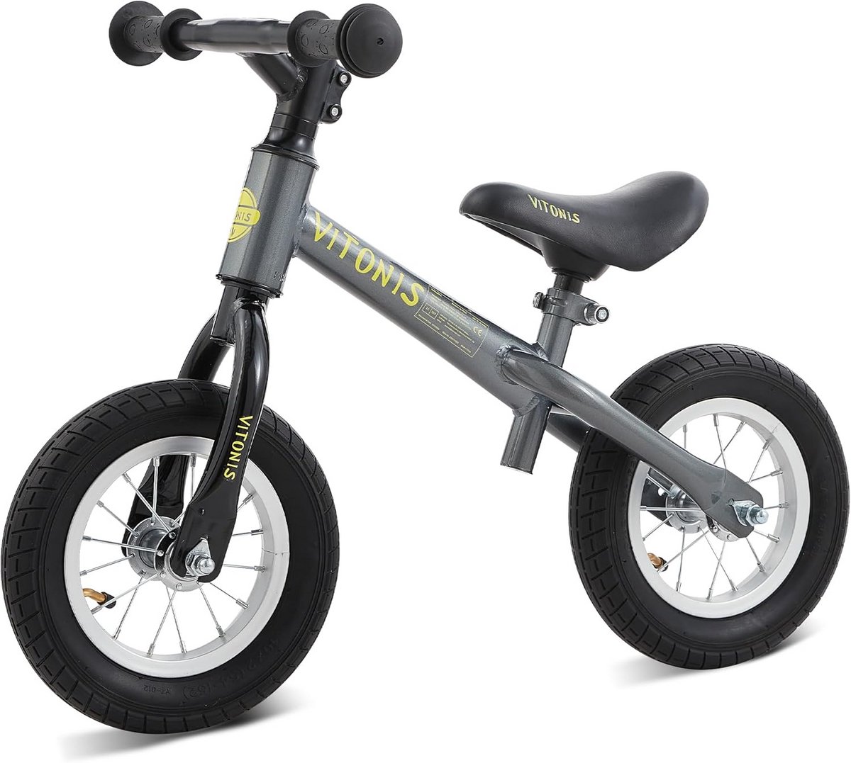 Kinderloopfiets - Balansfiets - Evenwicht Trainen - Verstelbare Zadelhoogte - 10 Inch Wielen - Grijs