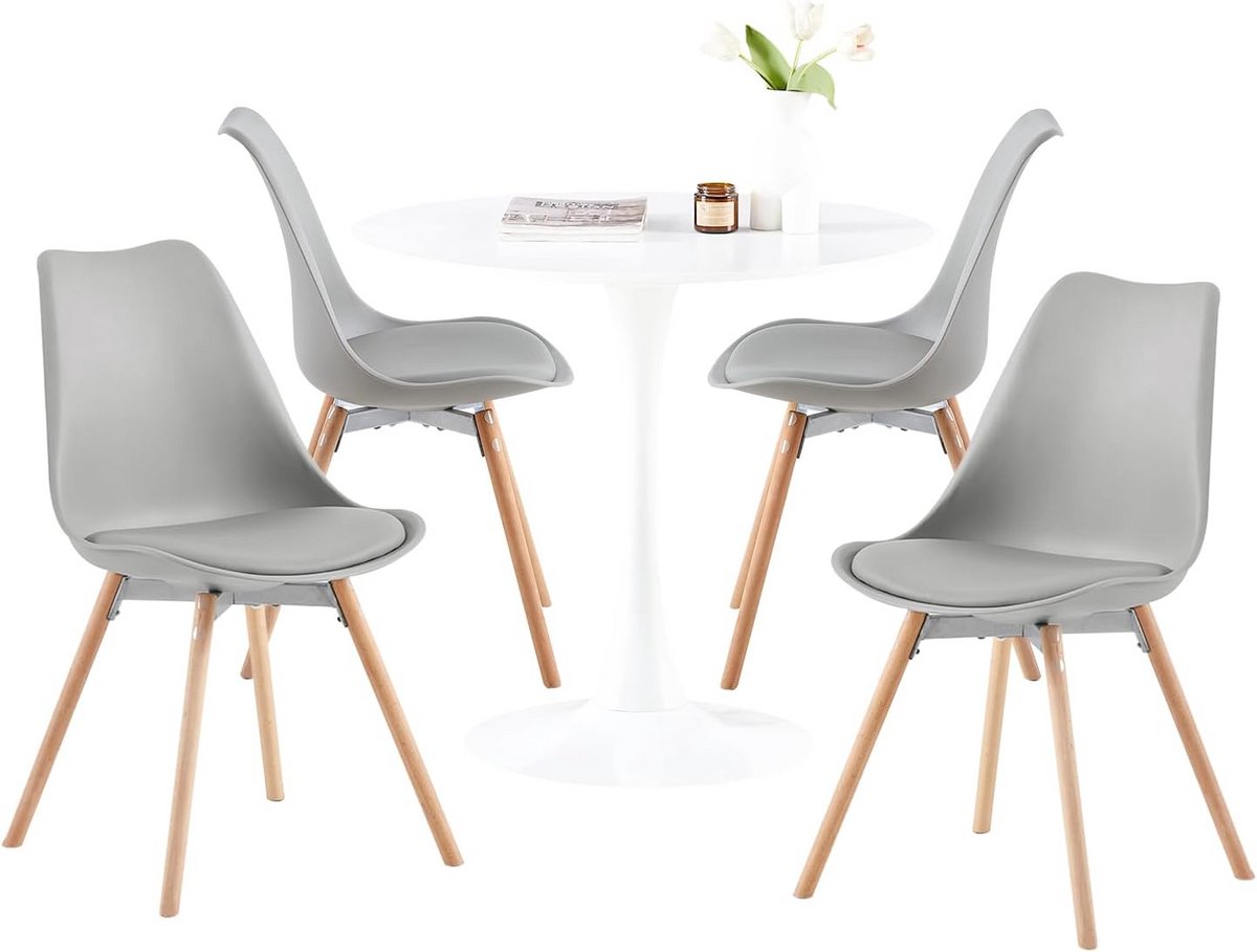 Eettafel en stoelenset - Keukenset 4 personen - Gezellig tafelen - Robuuste constructie - 80 x 80 cm