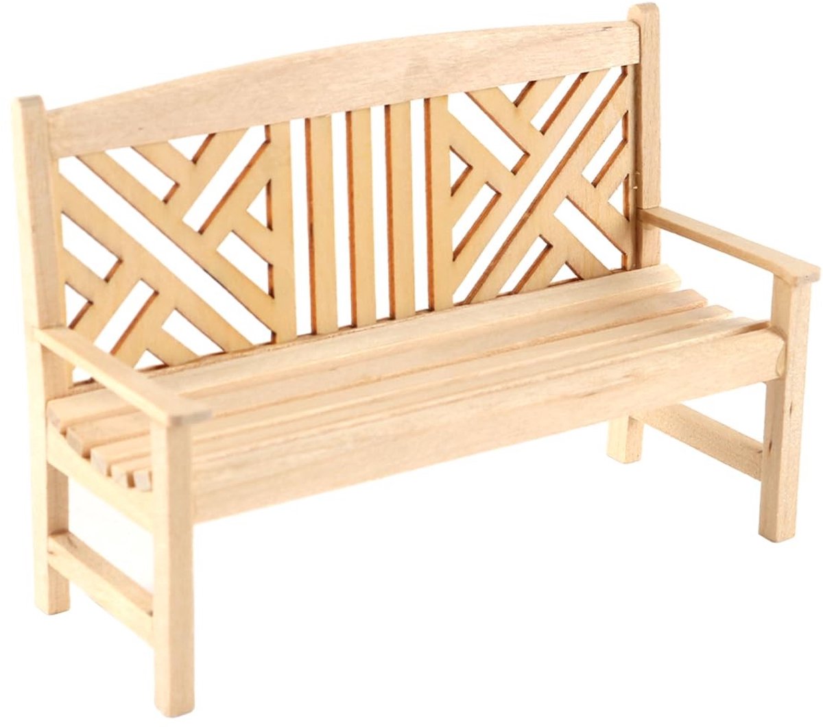 Dailygoods - 1/12 Schaal Miniatuurbank - Houten Retro Bank voor Poppenhuis Decoratie