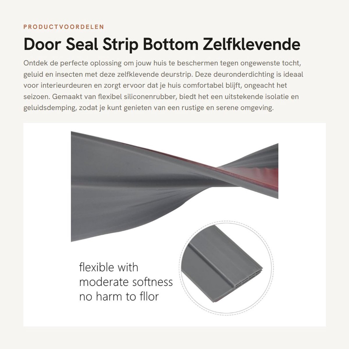 Dailygoods- Deurrubber 100cm - Zelfklevend - Geluidsisolatie - Weerbestendig - Flexibel - Drie lagen voor optimale afdichting - Deurdichtstrip