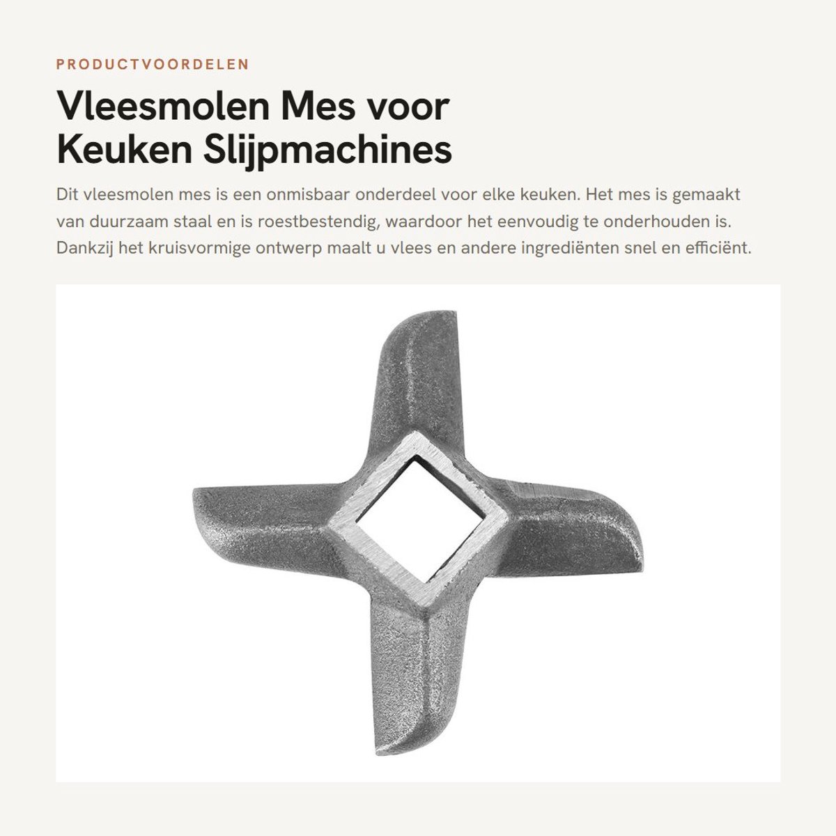 Dailygoods- Vleesmolen Mes Duurzaam Staal - Reserveonderdeel - Slijpmachine - Vleesmaler - Vervangmes - Kruisvormig Ontwerp - Roestbestendig - Vleesmolenblad