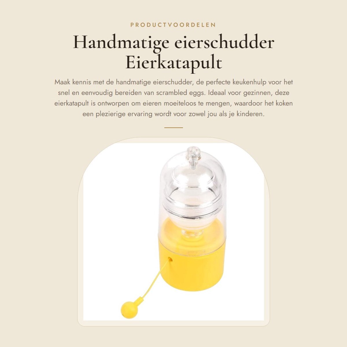 Dailygoods- Eierschudder Handmatig - Eiermixer - Eieren Koken - Vaatwasmachinebestendig - Lange Trekkoord - Eigeel/Wit Mengfunctie