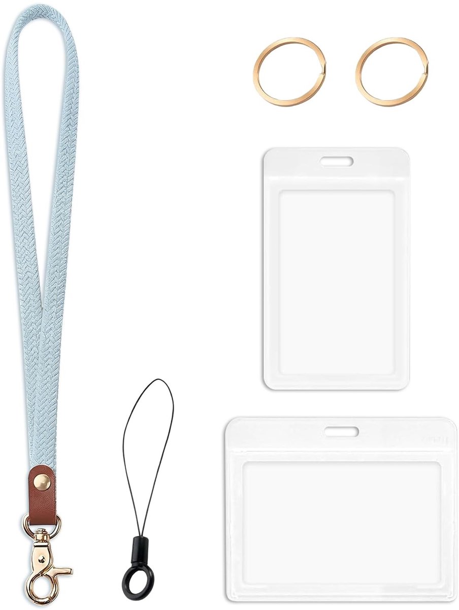 Dailygoods- ID-kaarthouder met koord - sleutelkoord/sleutelhanger - kaarthoes - nekkoord - duurzaam materiaal - transparante hoesjes - Sleutelband