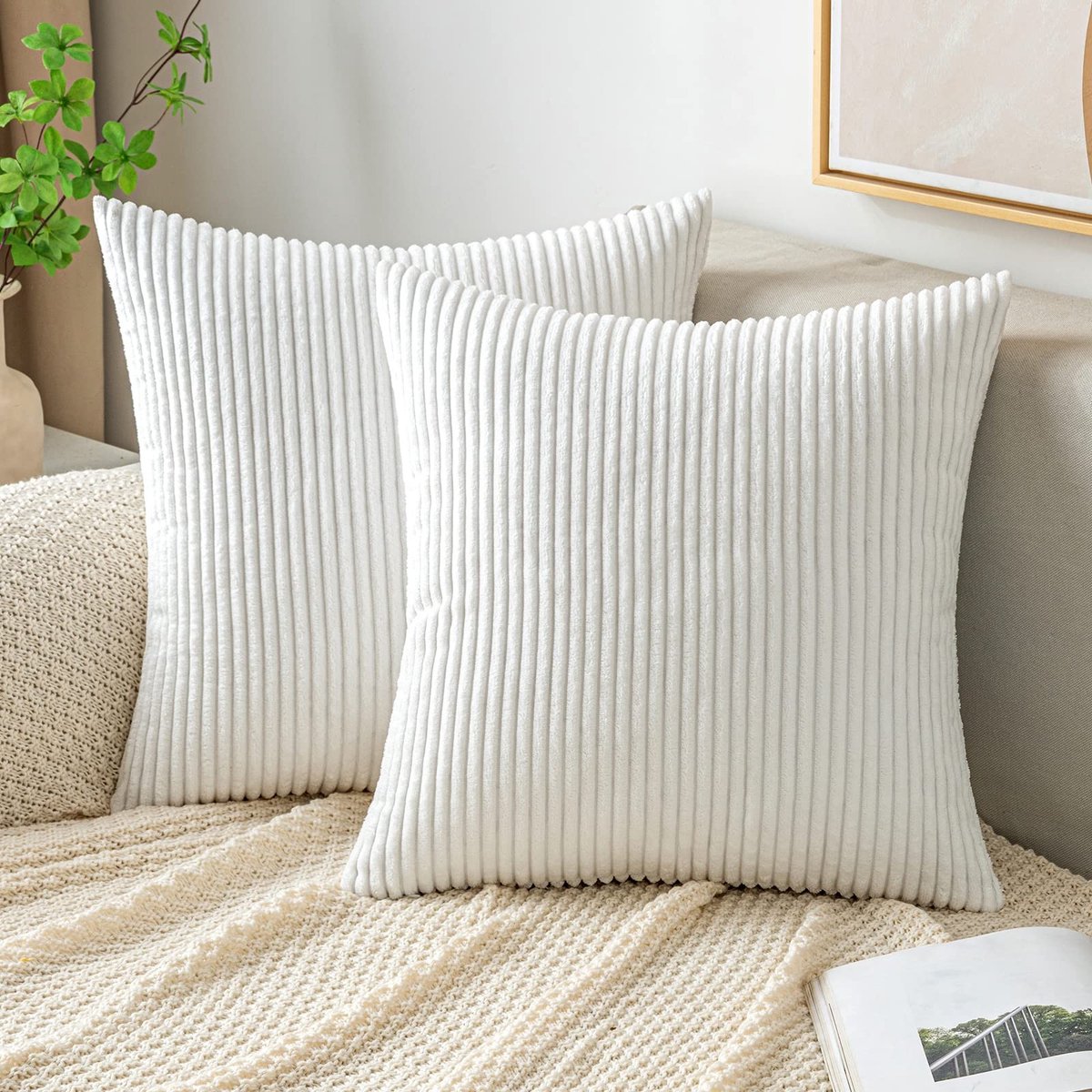 Dailygoods- Kussenhoezen Corduroy - Set van 2 - 40 x 40 cm - Zacht - Decoratief - Verstevigd met verborgen rits - Kussensloop