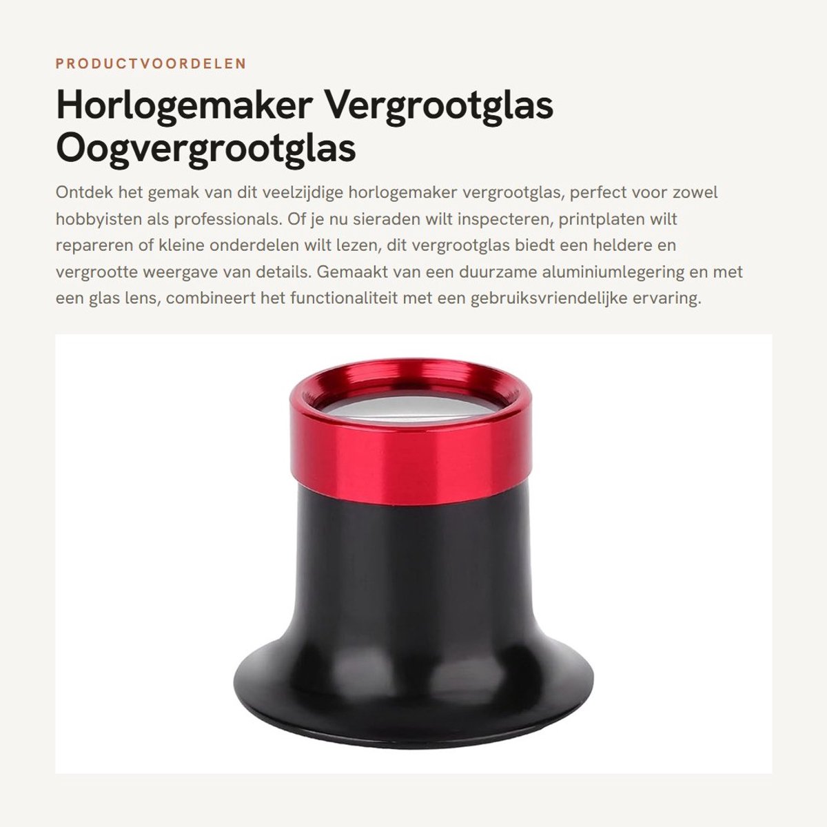 Dailygoods- Oogvergrootglas Professionele Loep - Aluminiumlegering - Compact en Draagbaar - Voor Sieraden/Munten/Postzegels - Duurzaam en Milieuvriendelijk - Geschikt voor Industrie en Onderwijs