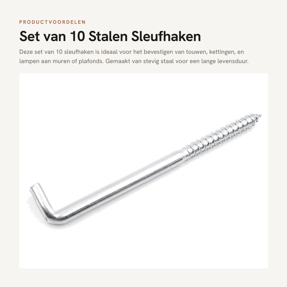Dailygoods - Set van 10 Stalen Sleufhaken voor Wand en Plafond