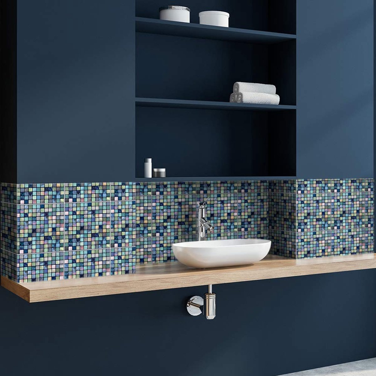 Dailygoods- Tegelstickers 15x15 cm - Zelfklevende Mosaïek - Decoratie voor Woonkamer/Keuken/Badkamer - Set van 10 - Eenvoudig aan te brengen/removable - Muursticker