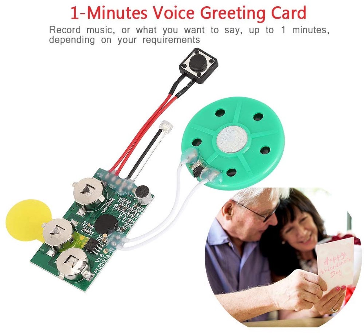 Dailygoods - Writable sound card - DIY muziek module - Perfect voor zelfgemaakte wenskaarten - Groen - Spreekmodule - Geschikt voor cadeauverpakkingen...