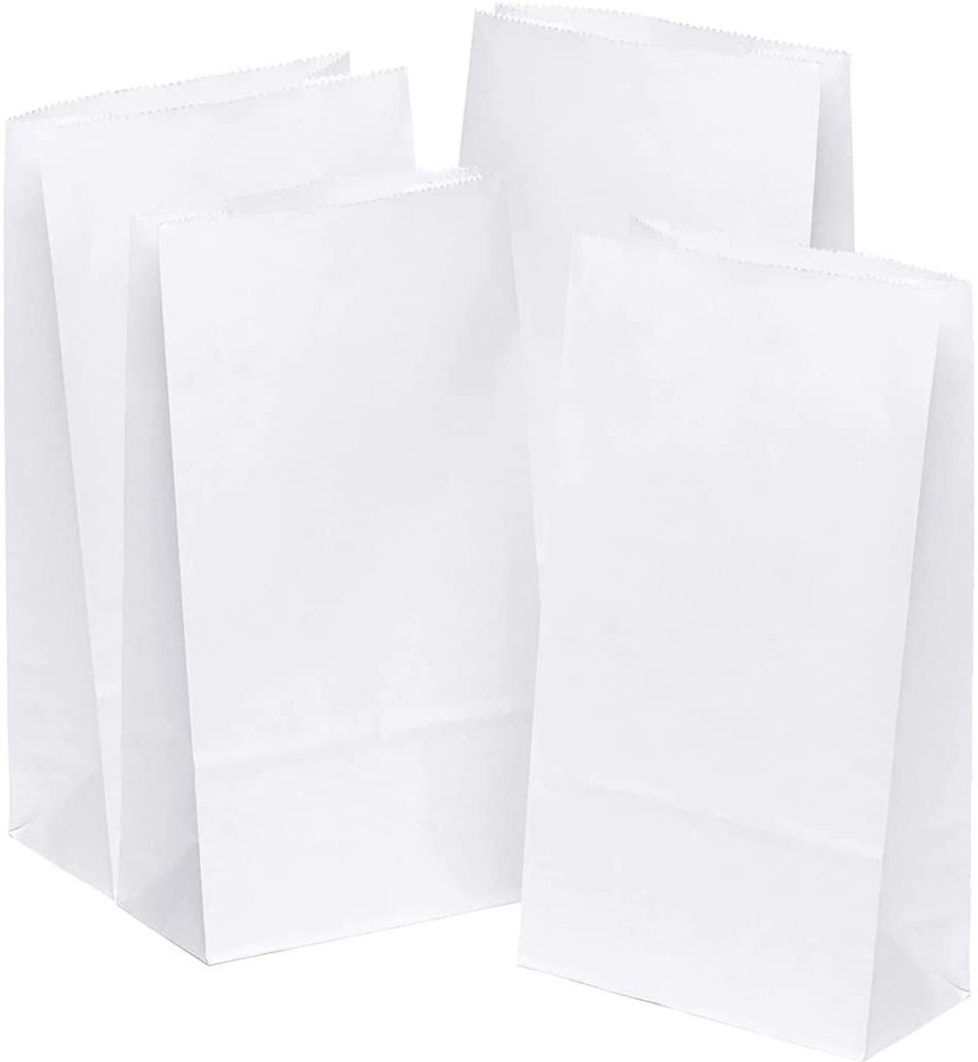 Dailygoods- Papieren Zakjes 50 Stuks - Wit - Kraftpapier - Cadeautasje - Geschenktas - Recyclebaar - Voedselveilig - Cadeautas