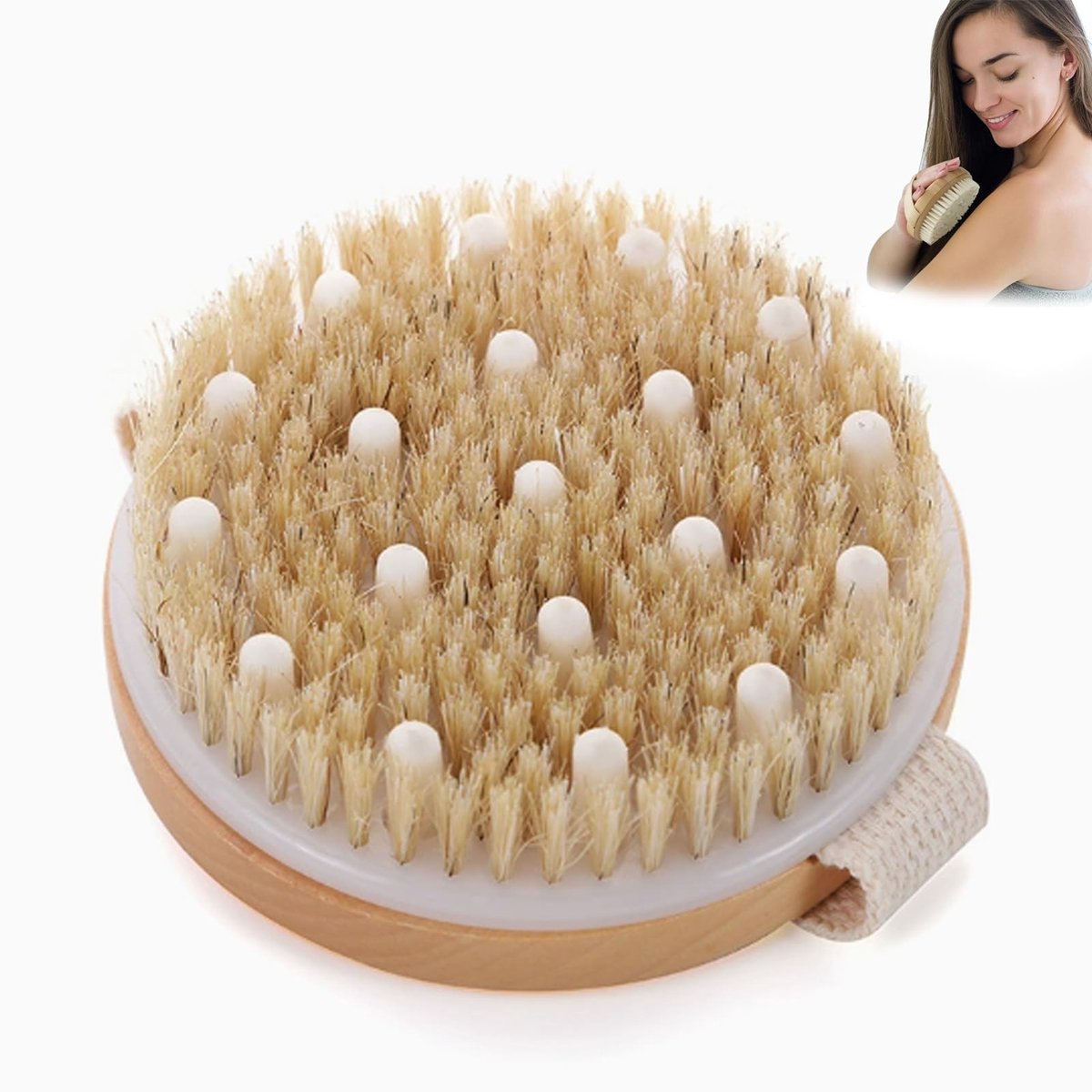 Dailygoods- Lichaamsborstel - Droogborstel - Badborstel - Massageborstel - Peelingborstel - Diameter 10,5 cm