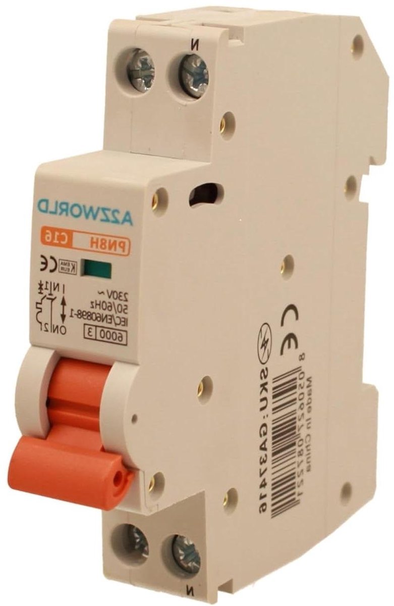 Automatische stroomonderbreker - Zekering automaat - Circuitbeveiliging - C-curve inductief - 1 DIN-module - Wit