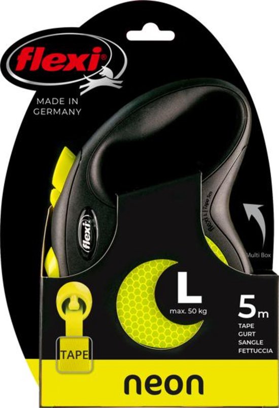 Flexi New Neon - Rollijn Hondenriem - L - 5 Meter - Geel - Grote en Actieve Honden