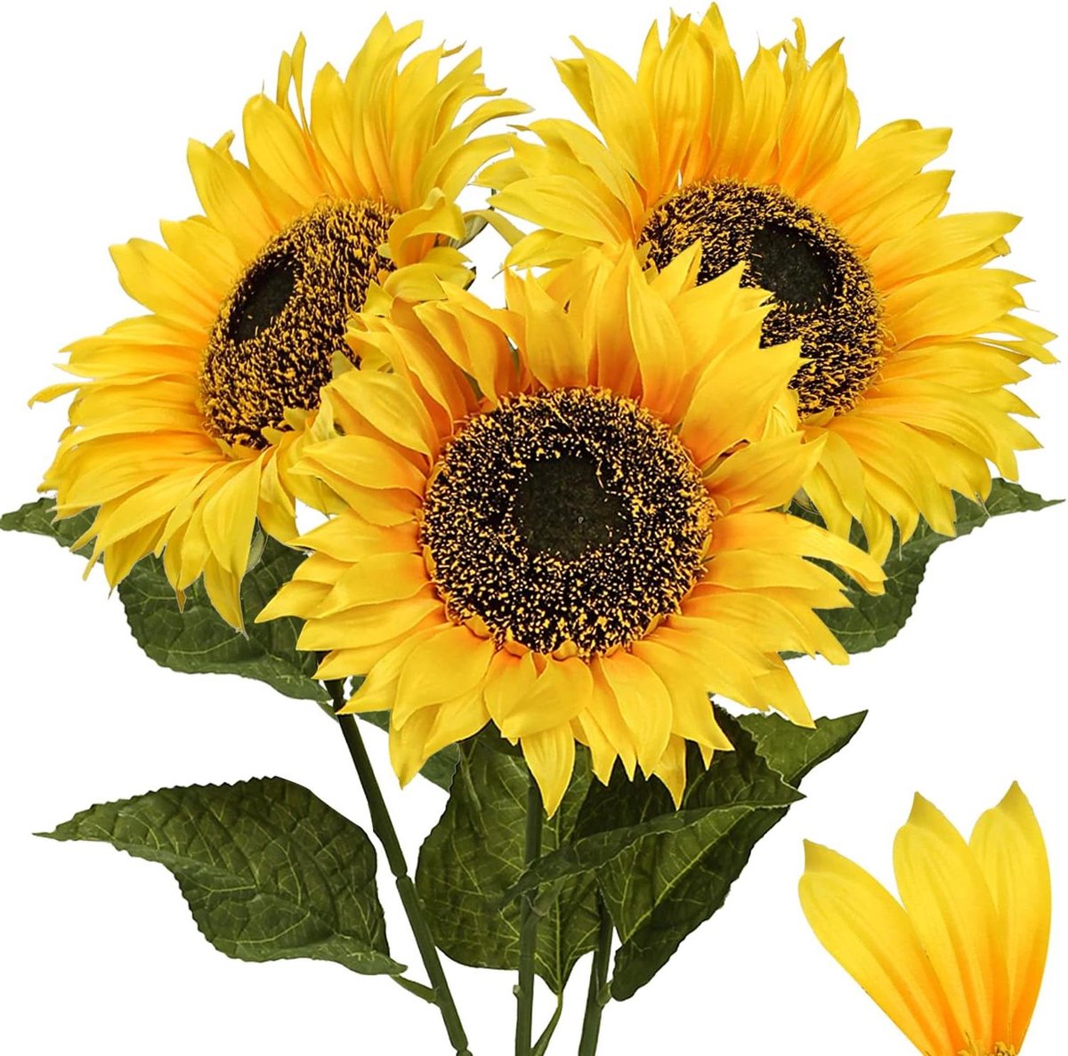Kunst Zonnebloemen - Zijden Bloem Stengel - Huisdecoratie Opfleuren - Grote Bloemkop 8 Inch - 33 Inch Lange Steel - Geel