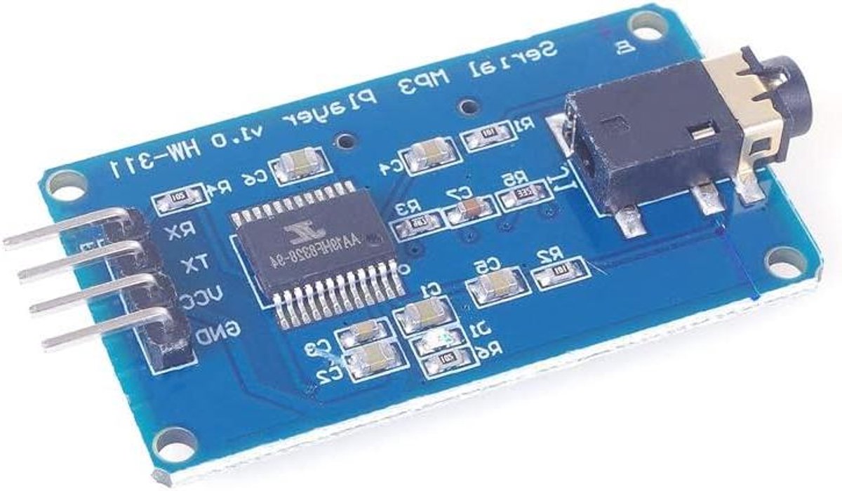 MP3 Muziekspeler Module - Audio Decoder Board - Seriële Audio Afspelen - Hi-Fi Geluidskwaliteit - 4.3 x 2.7 cm - Zwart