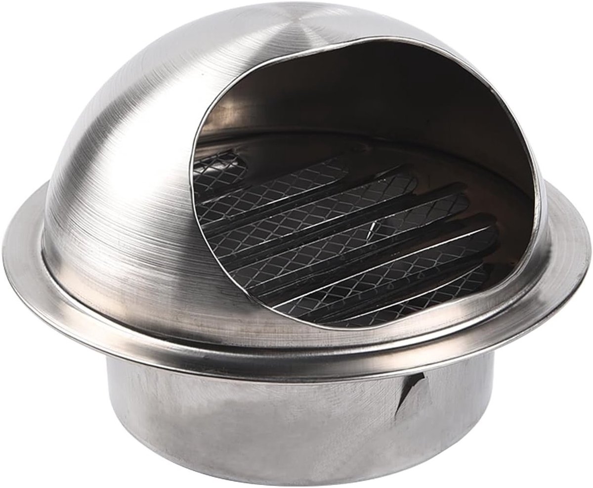 Ronde RVS Ventilatierooster voor Buiten - Ventilatie, Luchtuitlaat, Verslucht Afvoerkap (100mm)