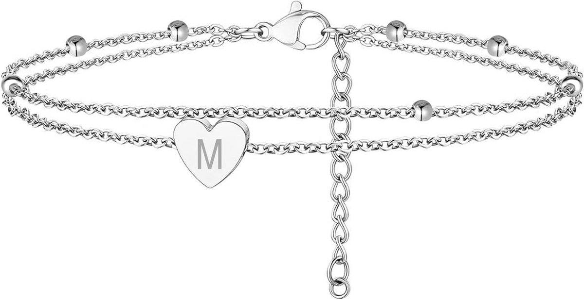 Verstelbare Dubbele Laag Enkelband van RVS voor Dames - 22 tot 27 cm - Elegante Voetketting en Sieraad voor de Zomer