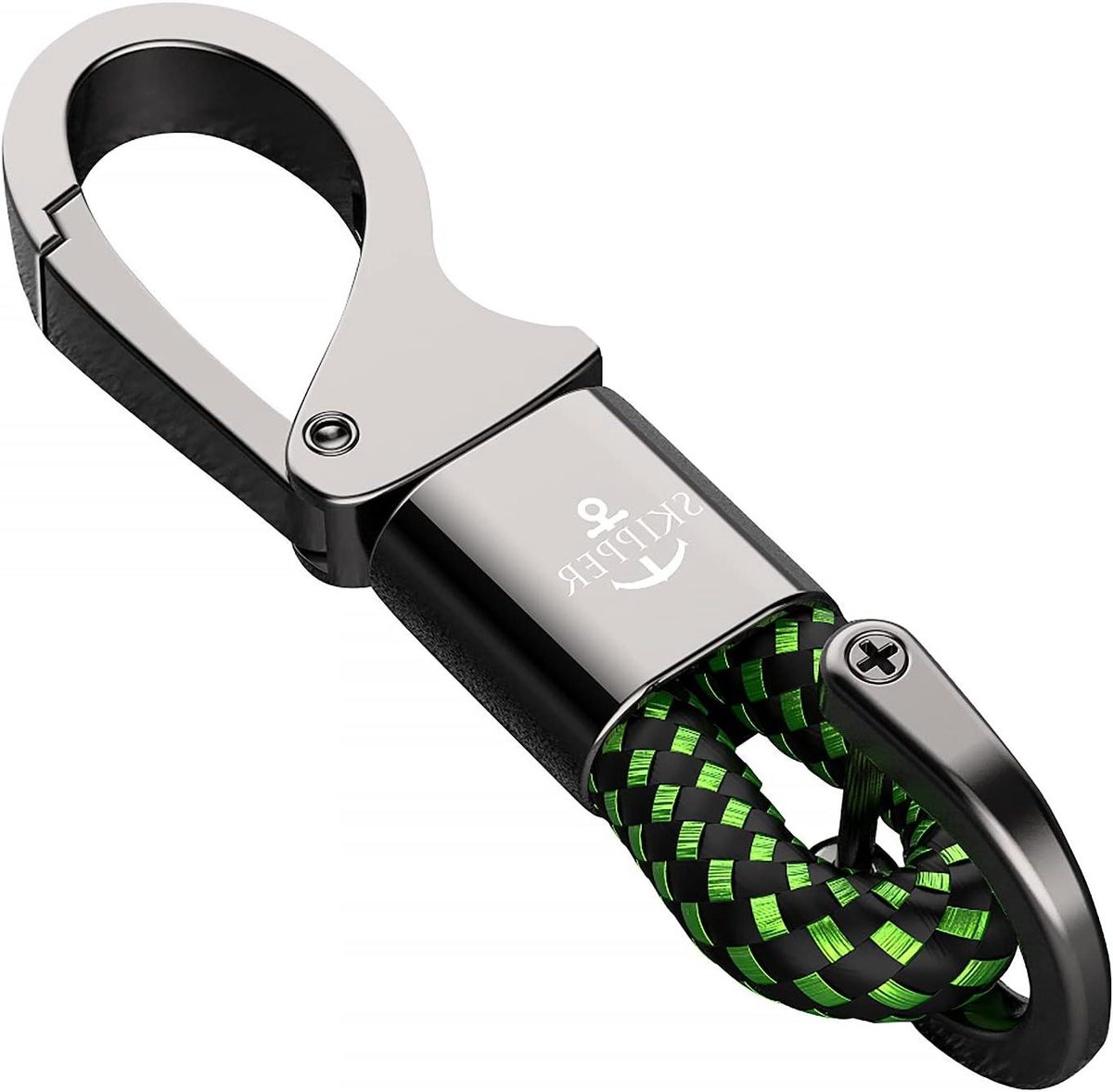 D-Clip Karabijn Sleutelhanger - Sleutelhanger Boot - Maritieme Stijl - Imitatieleer en Staal - N.v.t. - Zwart