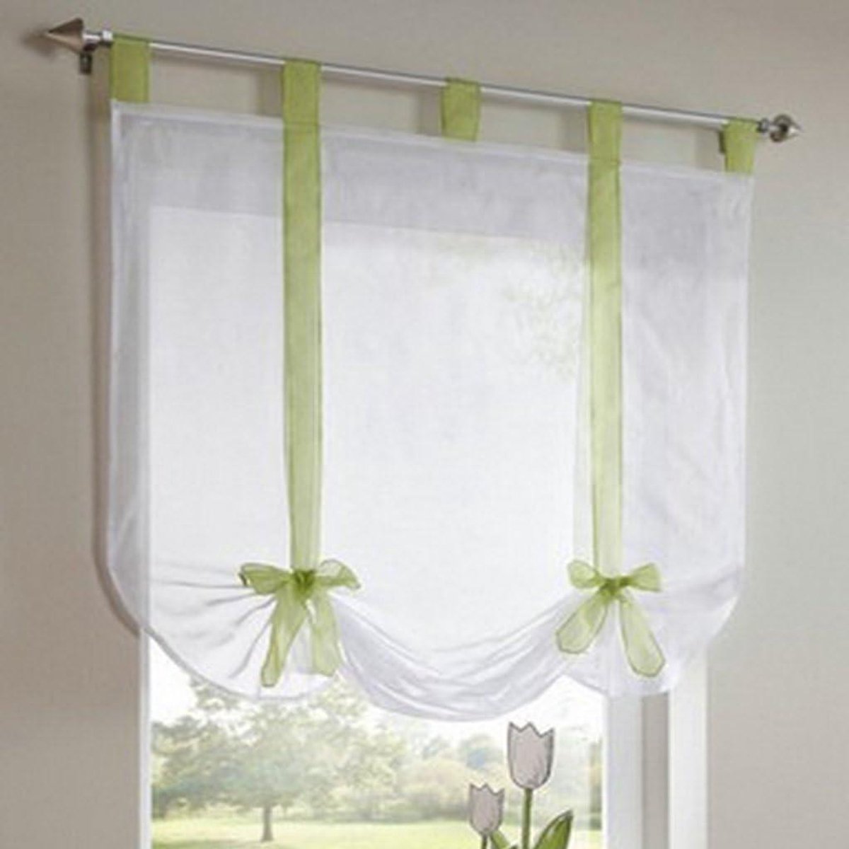 Romeinse Gordijnen - Vouwgordijnen Voile - Raamdecoratie - Verstelbare Hoogte - 60x140cm - Groen
