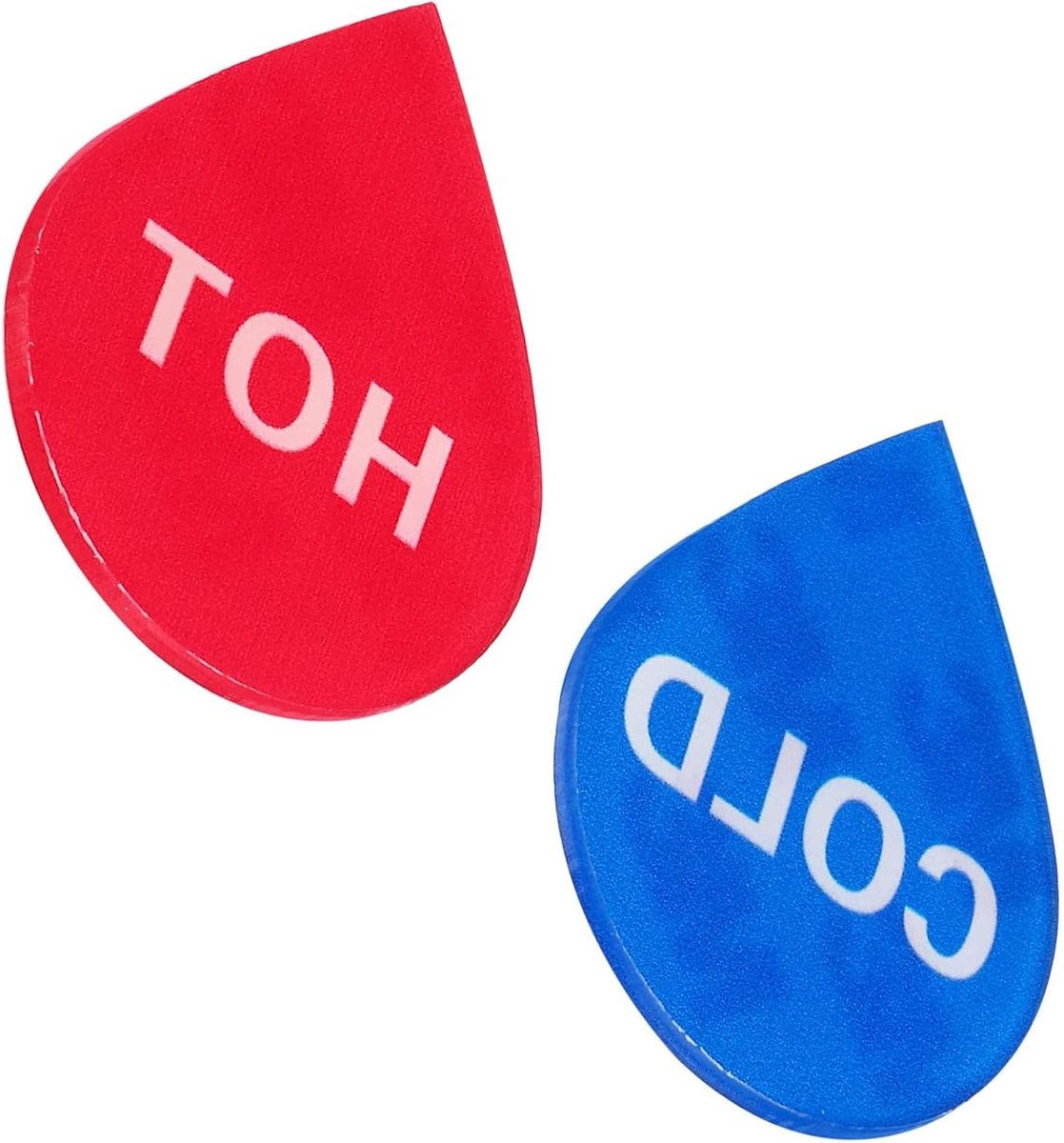 2 paar zelfklevende warm/koud water labels, acryl druppelvormige stickers voor kranen en gootstenen, rood/blauw