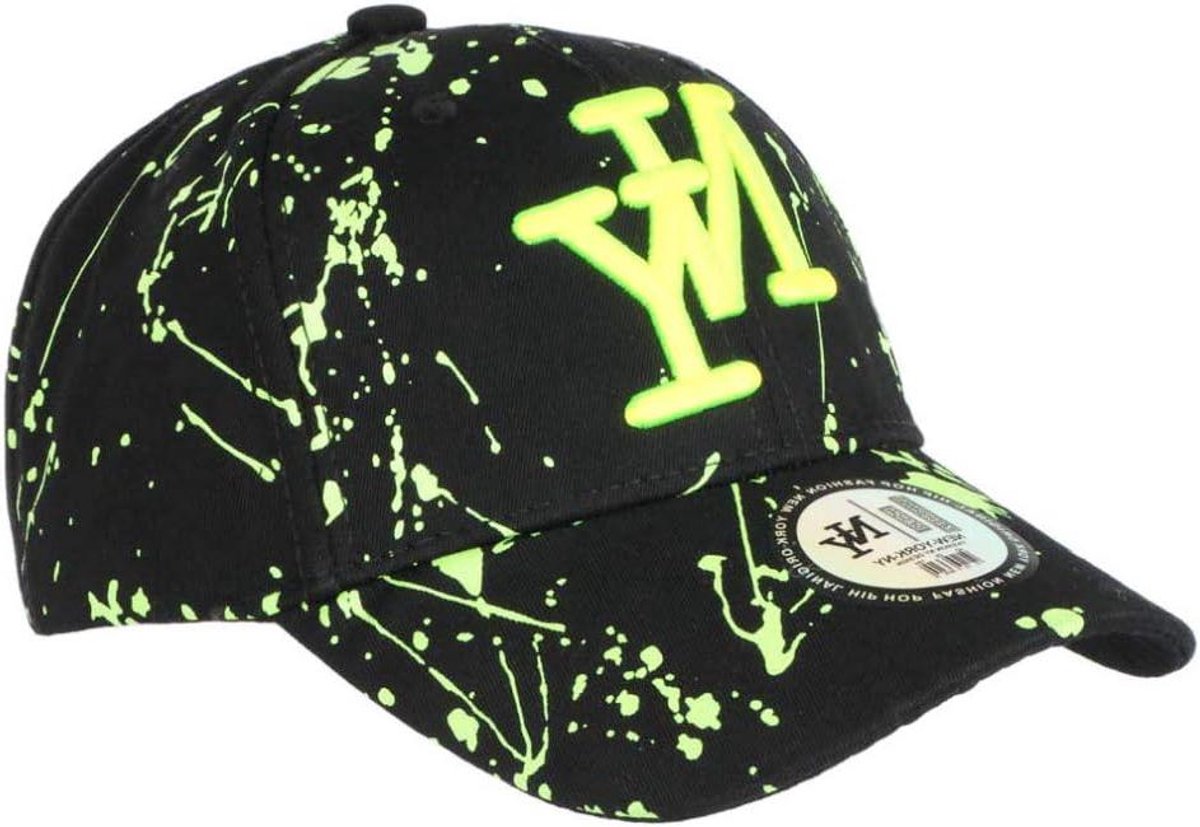 Baseball Cap - NY Cap - Streetwear Mode - Neon Geel Design - 100 g - Zwart
