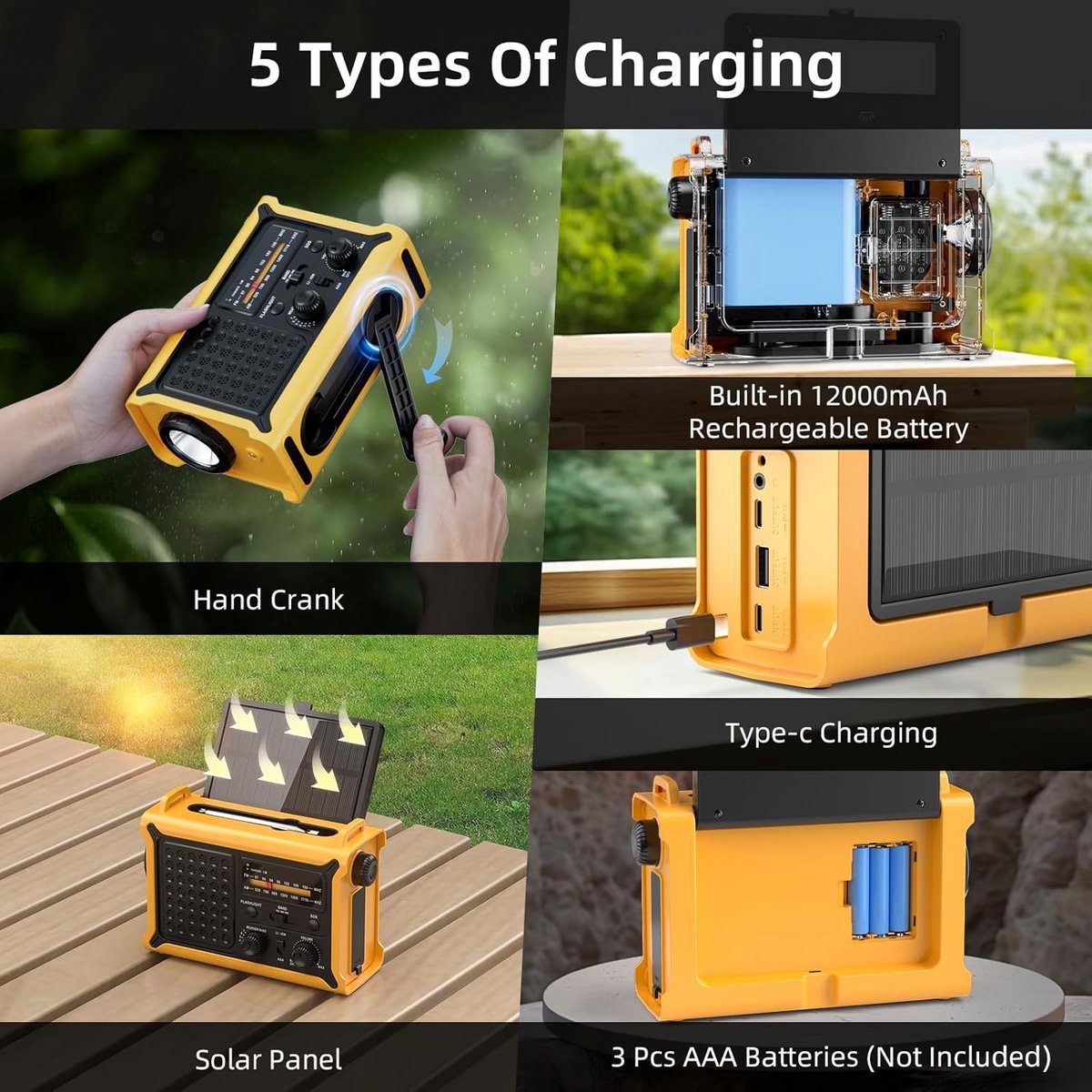 Noodradio - Noodpakket Oorlog - Draagbare Radio - Powerbank Zonneenergie - Transistor Radio - usb oplader – foto 8