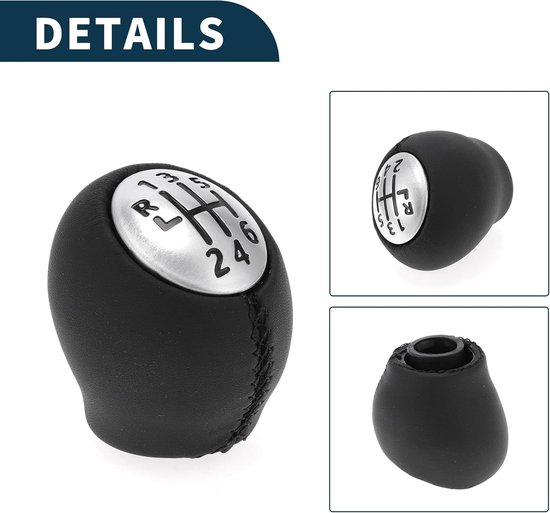 Versnellingspook Auto - Pookknop Schakelpook - Soepel Schakelen - 6 Versnellingen - 1 Stuk - Zwart Zilver — afbeelding 5