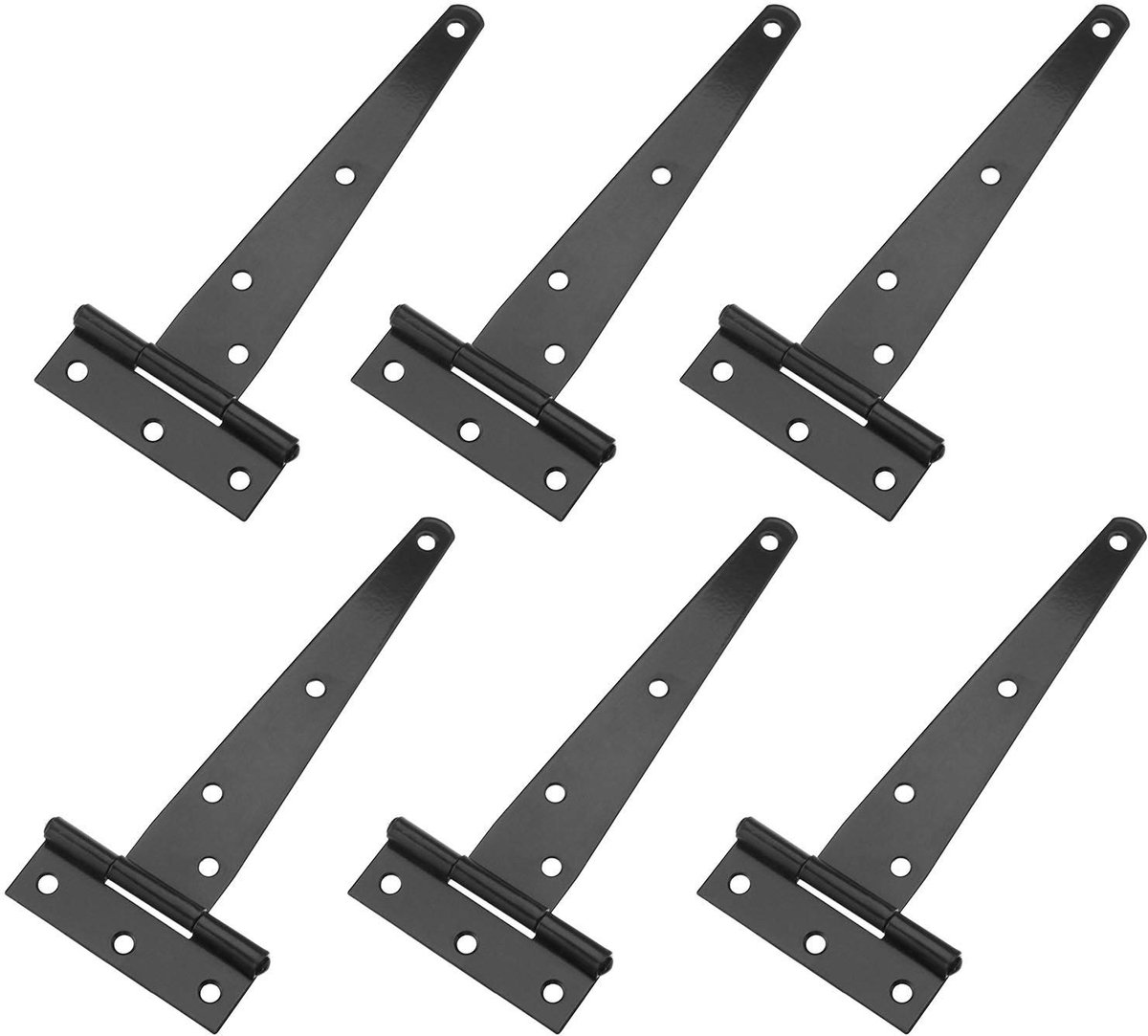 aladdien - T-Scharnier - Heavy Duty - Zwart - Schuurdeur - 6 stuks - Perfect voor duurzame deurmontage - Gietijzer