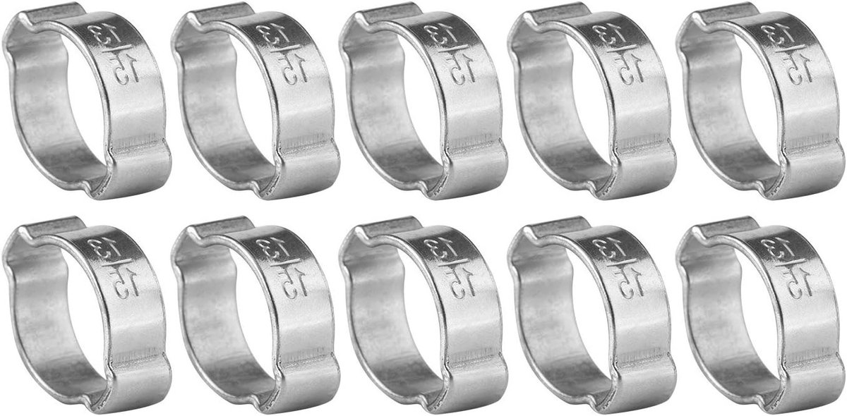 Verstelbare RVS Slangklemmen Set van 10 Stuks voor Slangen van 13-15mm, Duurzaam en Roestvrij