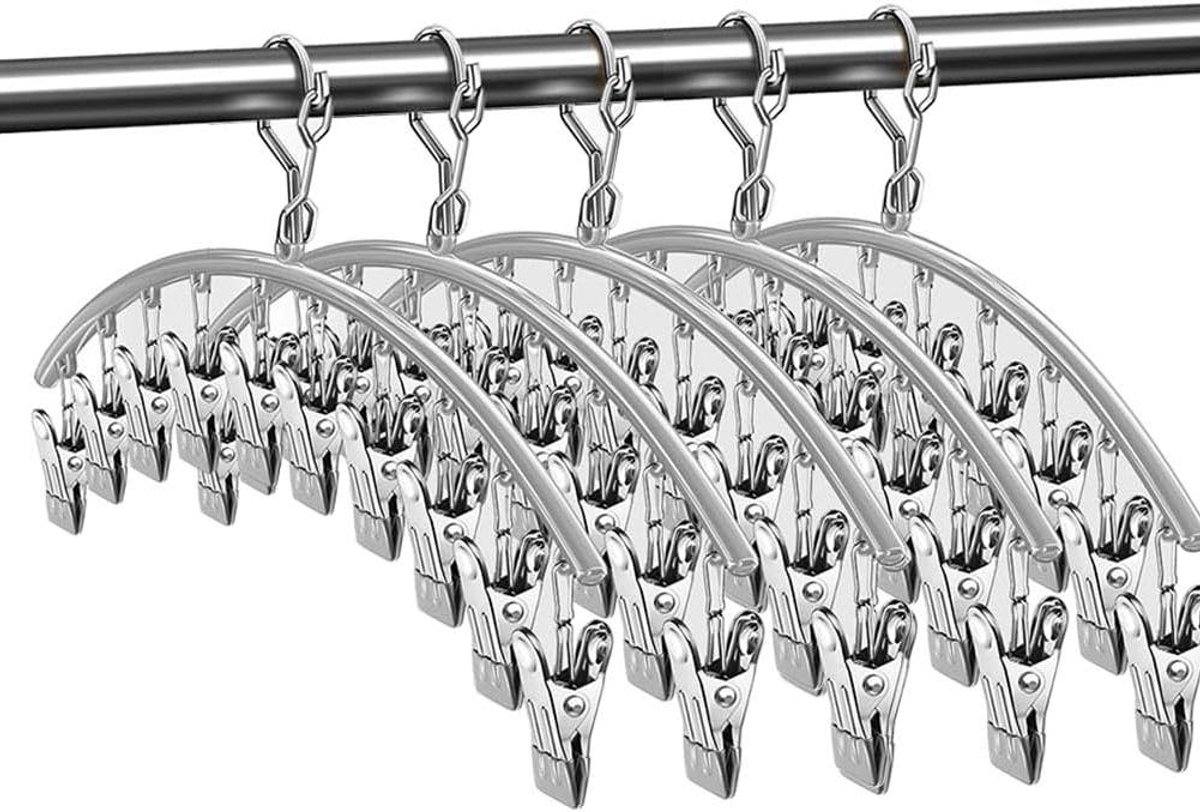 Broekhanger Organizer - Legging Hangers - Kast Opruimen - Met 10 Clips - 5 Stuks - Grijs