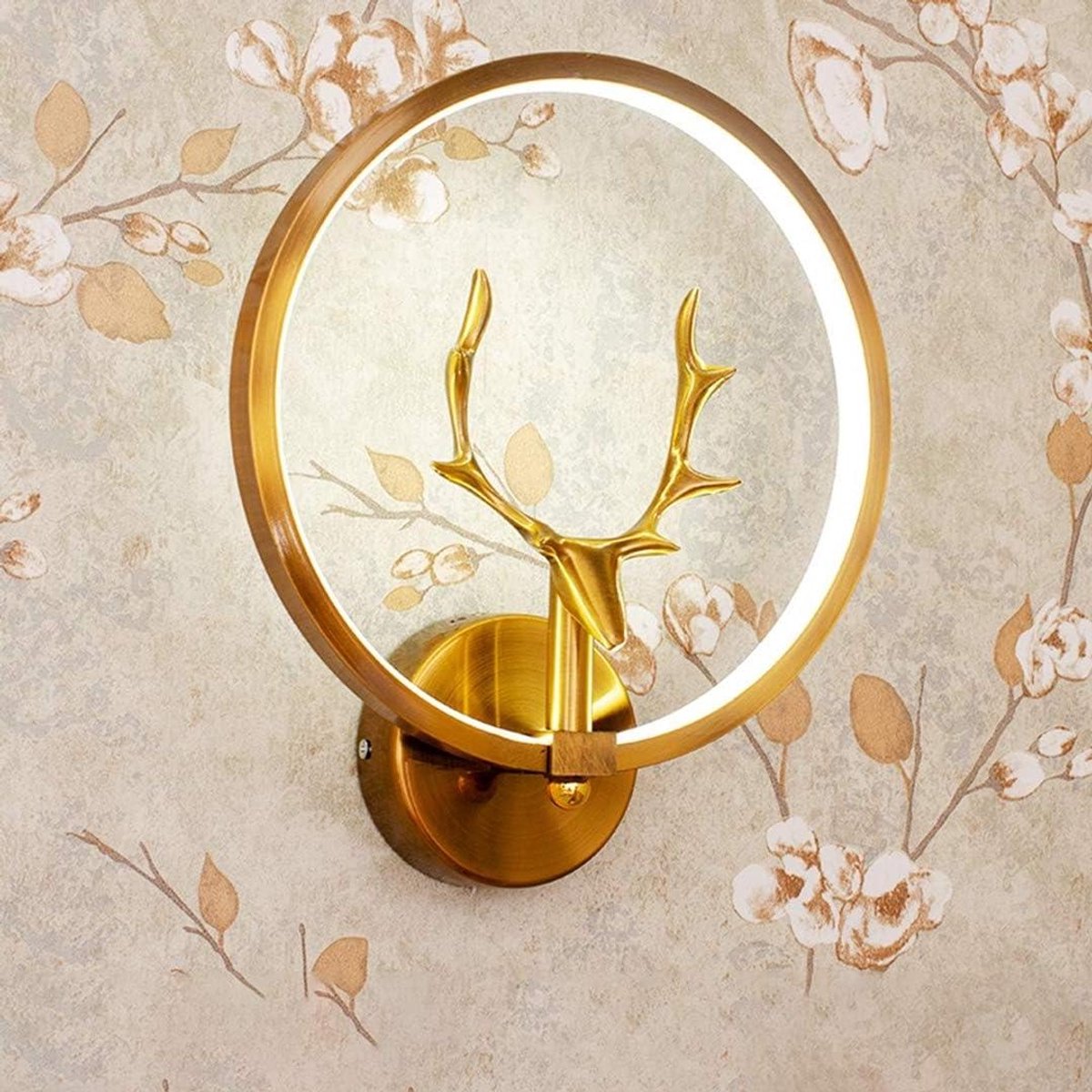LED Gewei Wandlamp - Muurlicht Nachtlamp - Sfeerverlichting Creëren - Cirkelvormig Ontwerp - 25 x 30cm - Goud