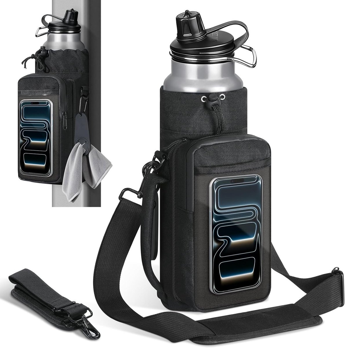 Magnetische Gymtas met Waterfleshouder en Duidelijke Telefoonhouder, Ideaal voor Sport en Fitness