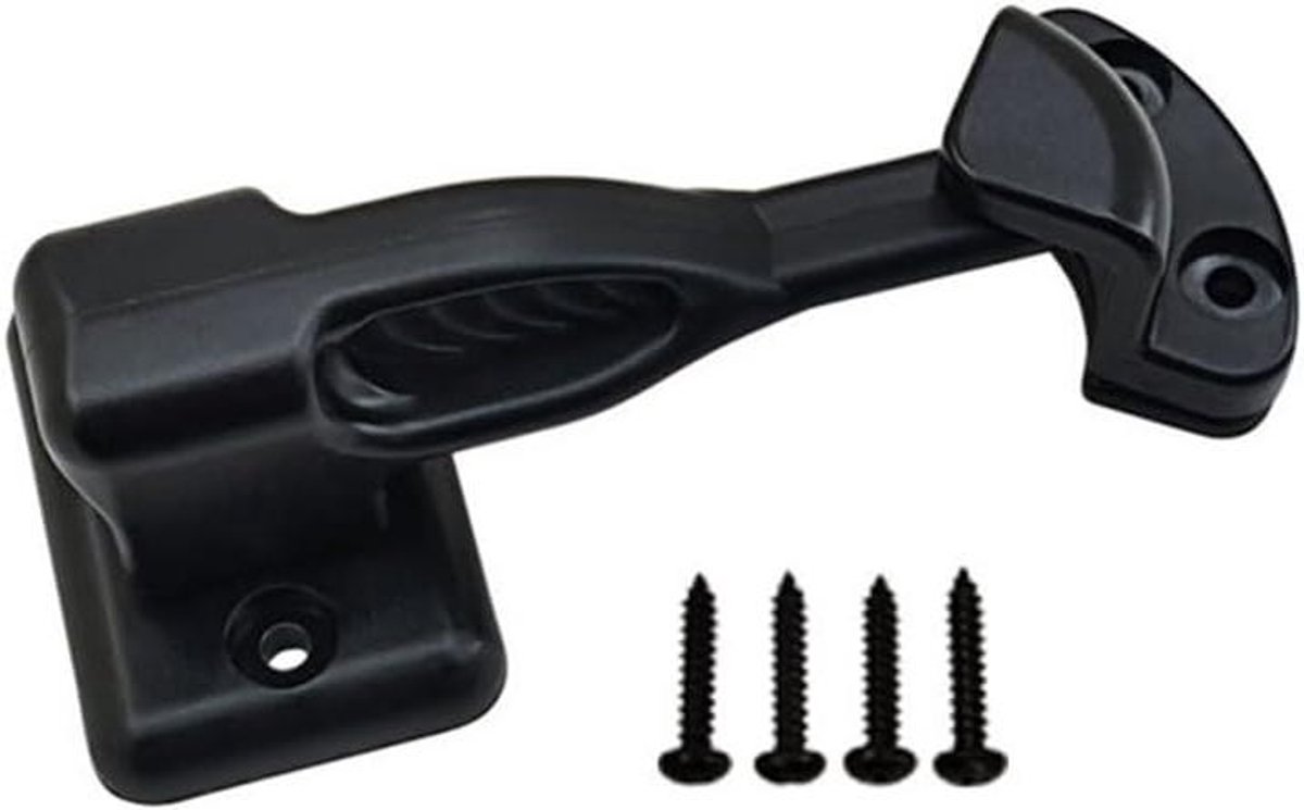 Caravan Deurhouder - Deurstop Camper - Deuren Beveiligen - Roterend Vergendelingsmechanisme - 10 x 3 x 3 cm - Zwart