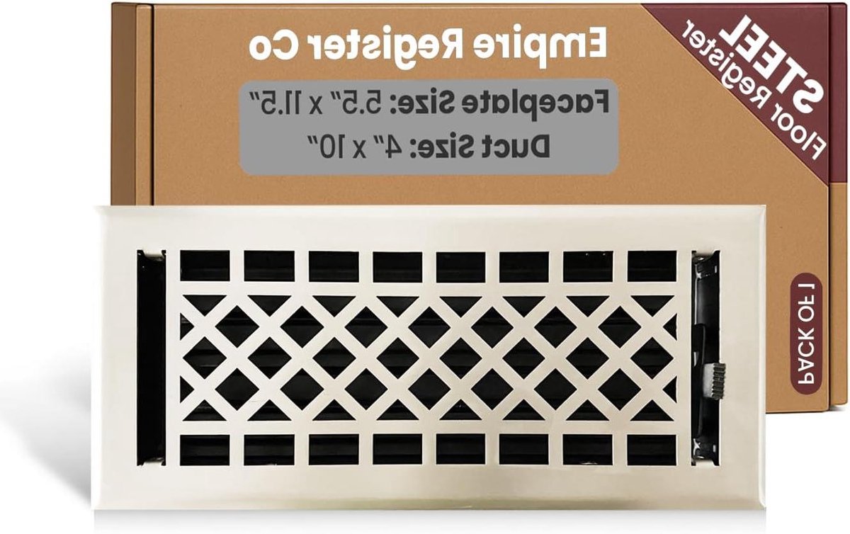 Ventilatie Cover - Rooster Vloer - Luchtstroom Regelen - Arts & Craft Design - 10 x 25 cm - Brushed Nickel