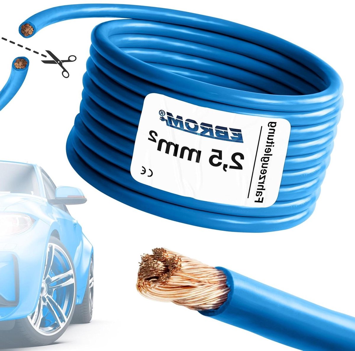 Voertuigkabel - Autokabel KFZ - Bedrading Auto - Flexibele Lage Weerstand - 25 mm² - Blauw