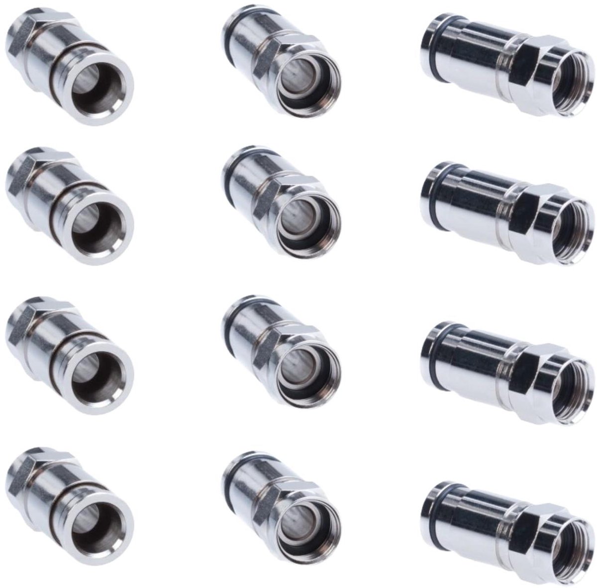 RG6 F-type connectoren - Coaxiale stekkers - TV aansluitingen maken - 360 graden compressie - 10 stuks - Zilver