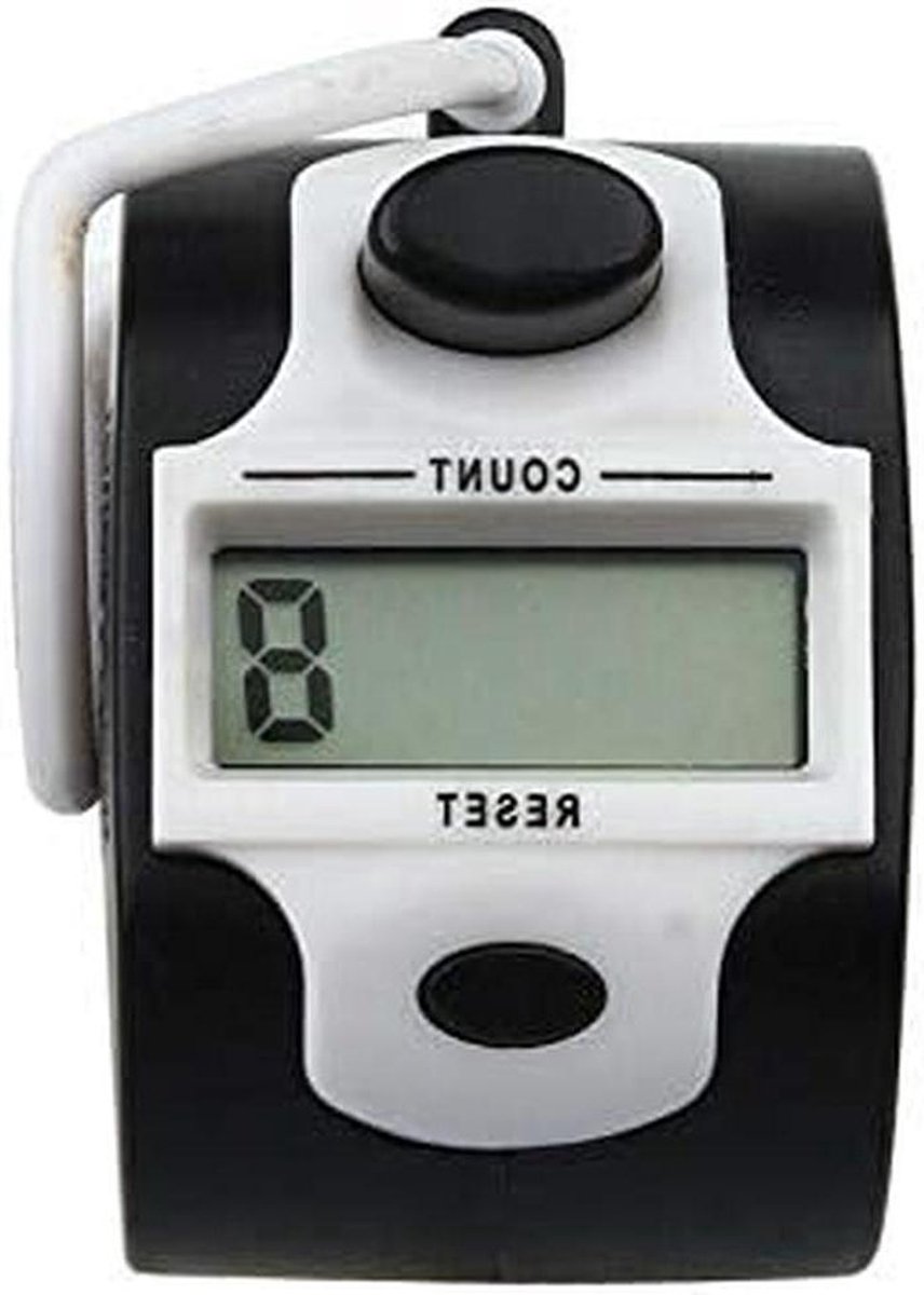 Digitale Vingerteller - Handteller Ronde teller - Sporttraining Tellen - Directe Reset Knop - 1 stuk - Wit