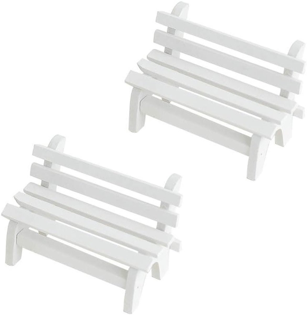 Miniature witte stoelen - Creatieve houten decoratie voor thuis en fotoshoots, set van 2