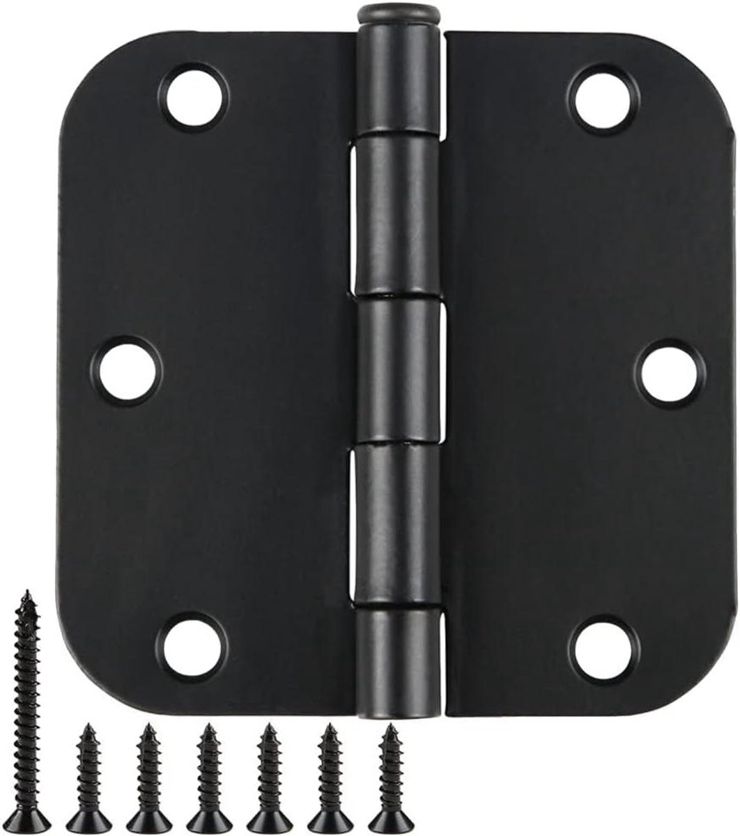 Afgeronde Deurscharnieren - Deurijzers Scharnieren - Deuren Monteren - 5/8 Afgeronde Hoek - 3.5 x 3.5 Inch - Mat Zwart