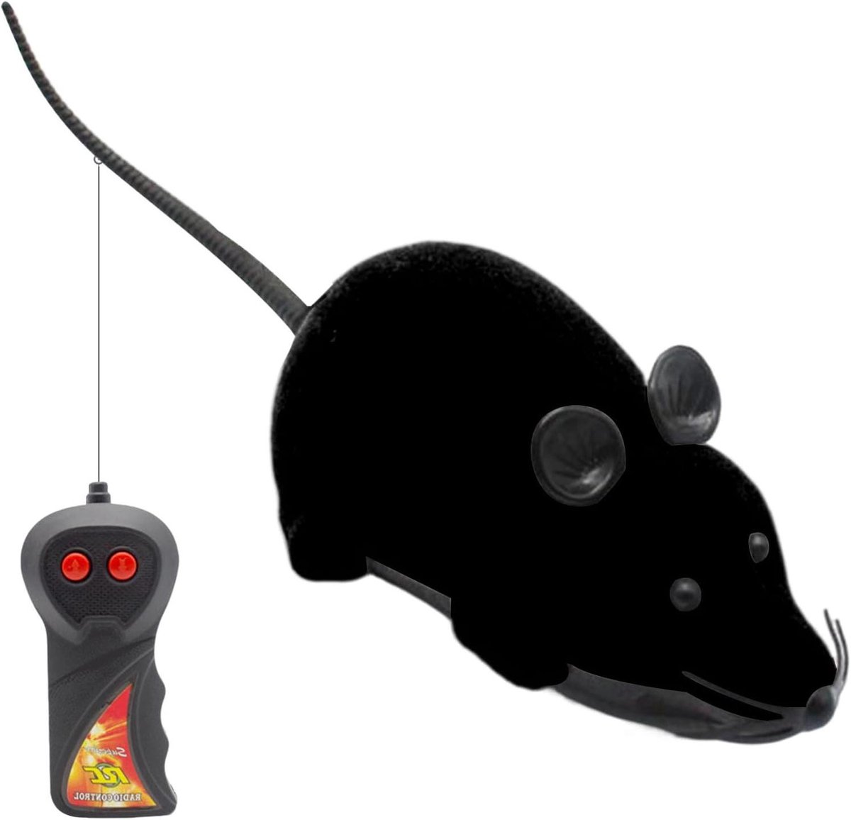 Kattenspeelgoed met afstandsbediening - Interactief huisdierspeelgoed - Stimuleert jachtinstinct - Realistische muisbewegingen - 10 meter bereik - Zwart