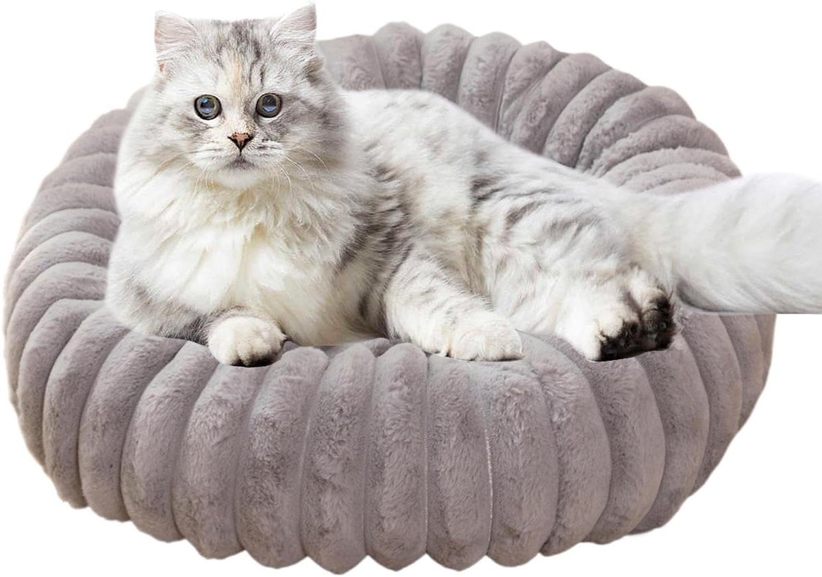 Kalmerend Hondenbed - Donut Mand - Rustig Slapen - Wasbaar Ontwerp - 40 cm - Grijs