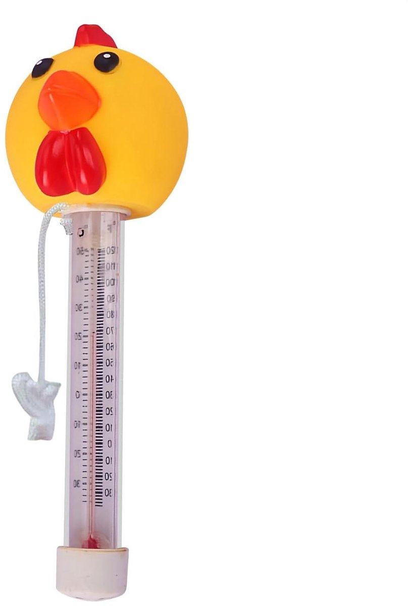 Zwembad Thermometer - Watermeter Kuiken - Temperatuur Meten - Veilig Glycerine Gevuld - 24 Centimeter - Geel