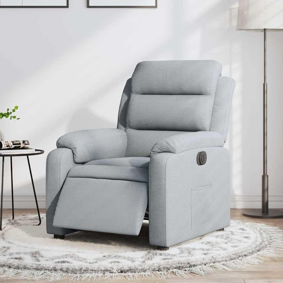 Elektrische Fauteuil - Verstelbare Stoel - Ontspannen Zitten - Met Zijvak - Max 135 graden kantelbaar - Lichtgrijs