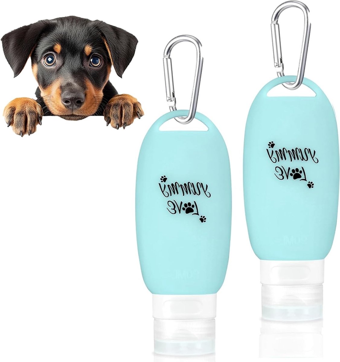 Inovra Plus - 2 stuks voedertube hond - 90 ml - vulbare voerbuis - karabijnhaak - natvoer - vulflessen - siliconen reisflessen - hondentraining - beloning