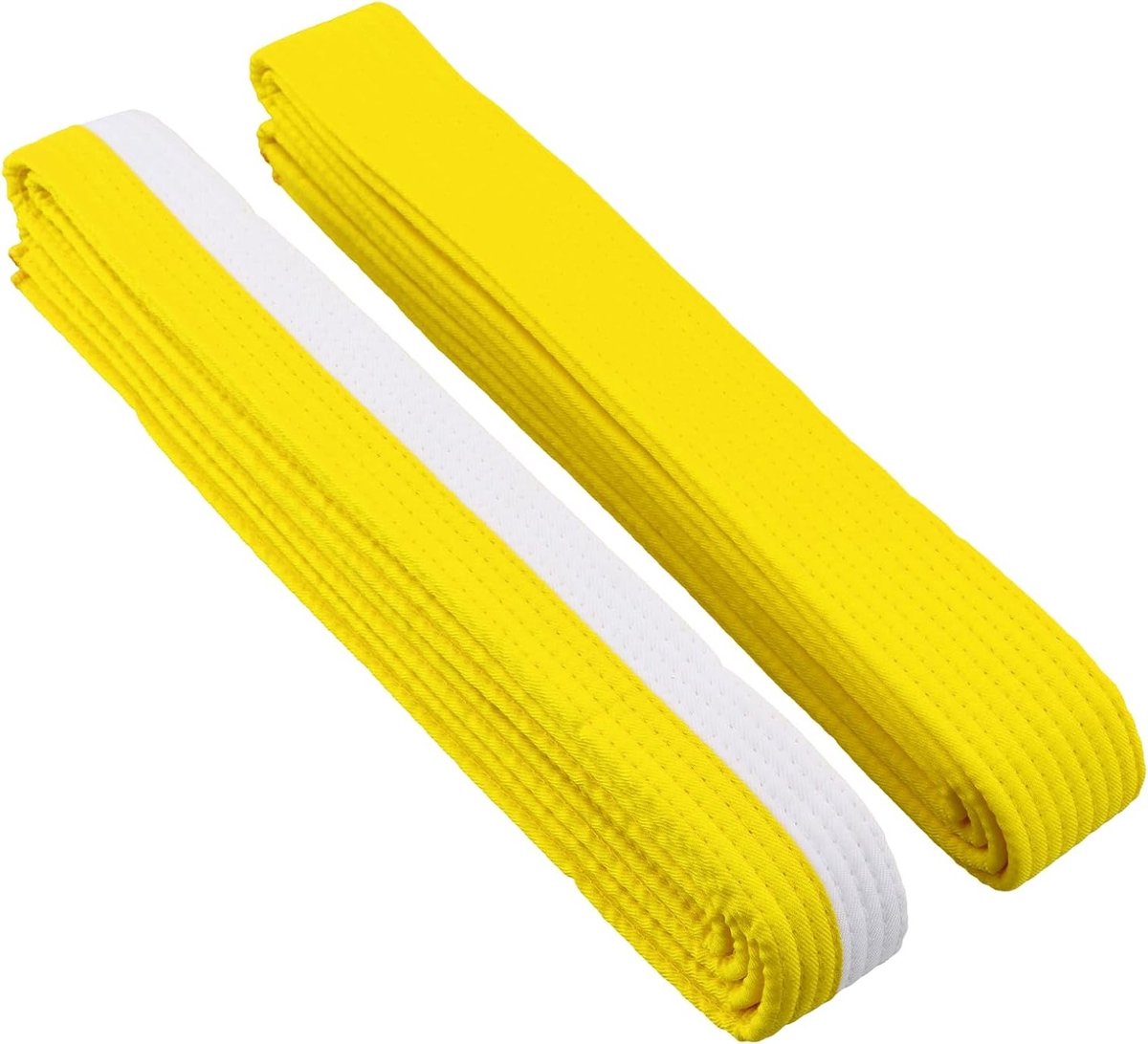 Taekwondo en Judo Gordel Set van 2 Stuks - 260 cm Sportgordel van Katoen voor Kinderen en Volwassenen, Professionele Gele Gordel
