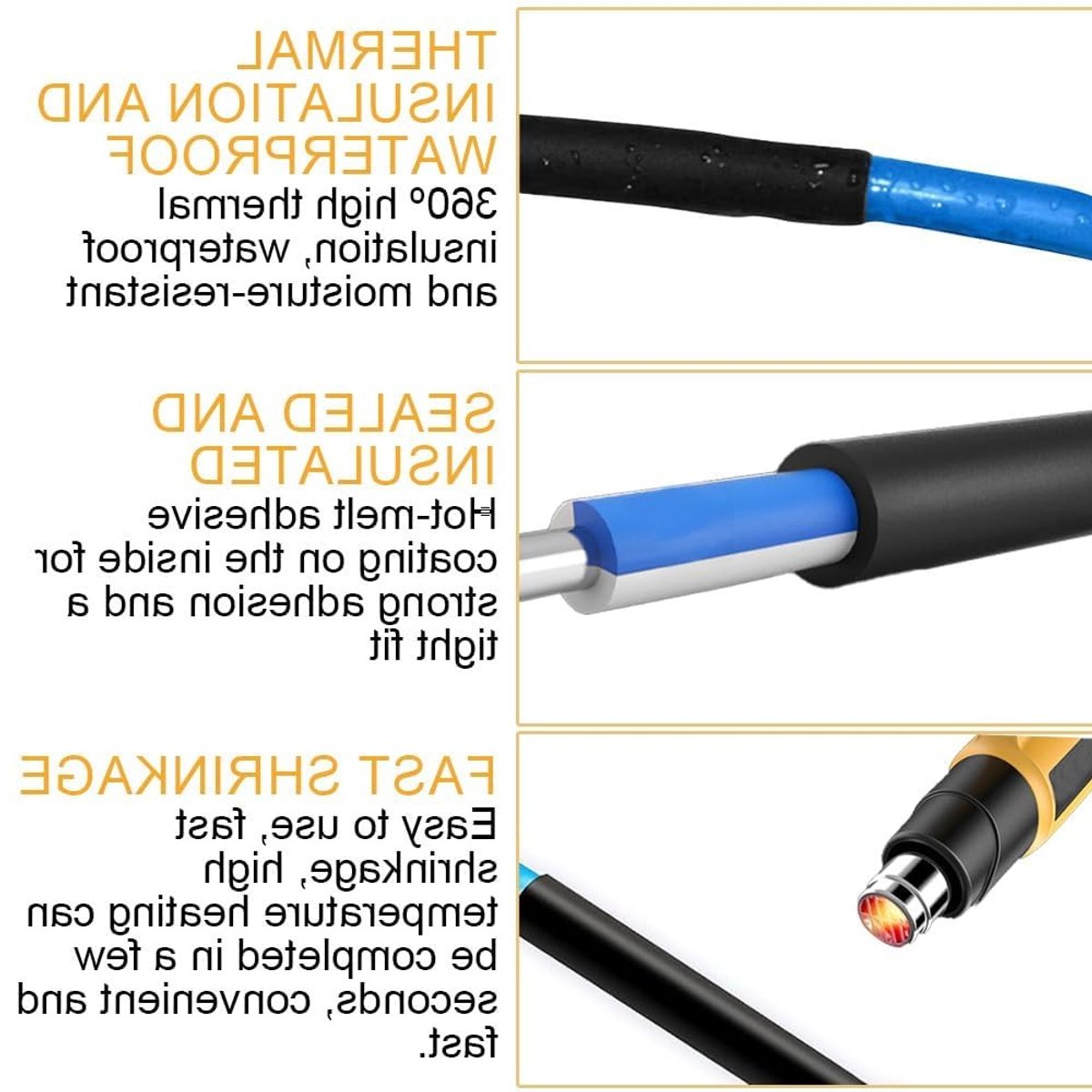 Dubbele Wand Warmtekrimpbuis met Lijm, 4:1 Verhouding, 2 Meter Lang, 12 mm Diameter voor Elektrische Isolatie, Draadreparatie en Kabelbescherming
