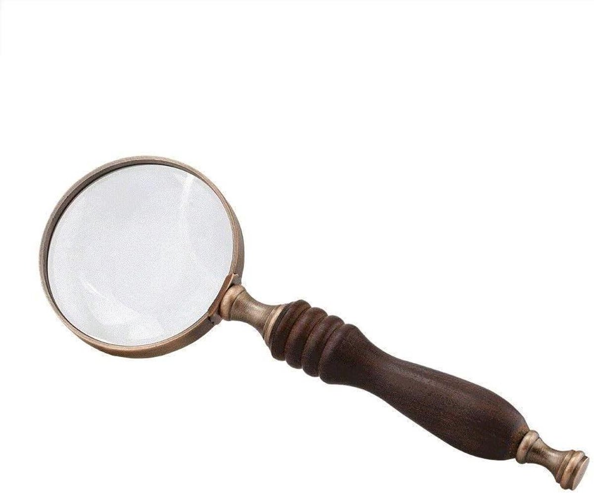 Vergrootglas met handvat - Leesloep - Gedetailleerd lezen - 10x vergroting kristalhelder - 79 mm lensdiameter - Houtkleurig