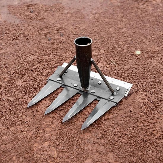 Metalen Hark - Tuinhark Handhark - Onkruid Verwijderen - Dubbelzijdig Ontwerp - 4 Tanden - Metaal — afbeelding 4