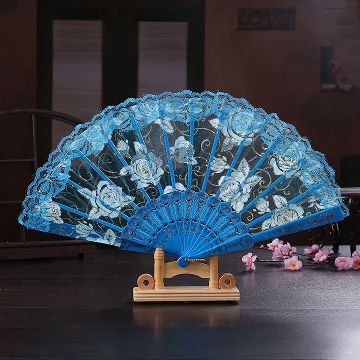 Dailygoody - Bruiloftswaaier - Vintage waaier - Opvouwbaar en stijlvol - Blauw - Perfect voor bruiloften en feesten - Handige ventilatie - Voor mannen