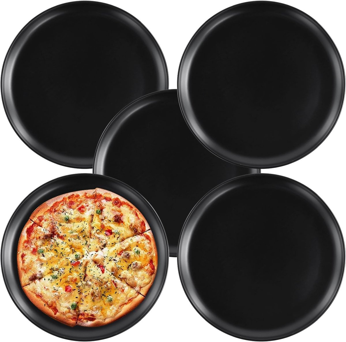 Allecto - Pizza Plate - Ronde Ovenplaat - Hoogwaardige kwaliteit - 30 cm - Ideaal voor bakken en serveren - Set van 5