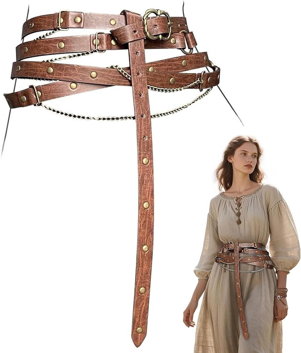 Verstelbare Renaissance Tailleband van 328 cm voor Gothic Middeleeuwse Kostuums, Perfect voor Halloween en Cosplay van Ridders en Piraten
